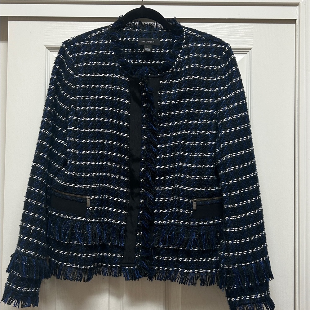 Halogen Black and Blue Tweed Jacket